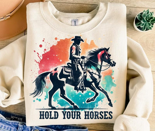 Hold Your Horses Png Sublimation Design Cowboy Png Western Sublimation Retro Design T-shirt Design Instant Digital Download Png Dtf  T-shirt, sweater and Hoodiestyle{n002}2
