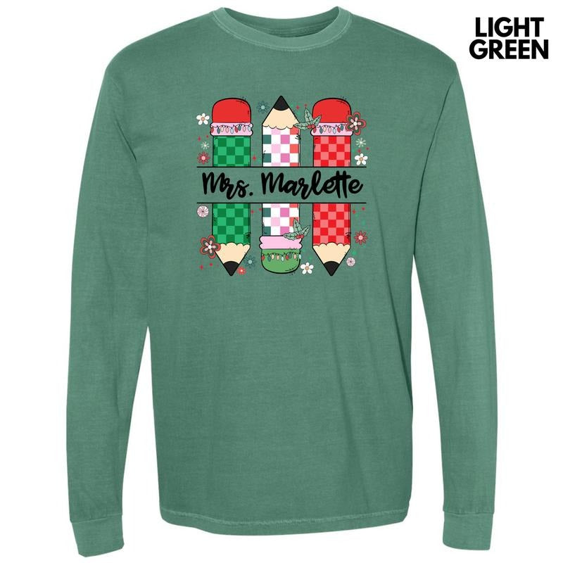 Holiday Pencils CUSTOM Long Sleeve Comfort Colors T-Shirt 'NLB'