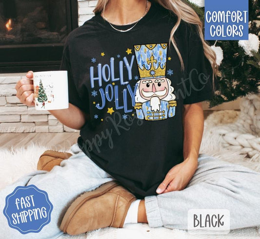 Holly Jolly Nutcracker Shirt Comfort Colors, Trendy Christmas Women's Tshirt