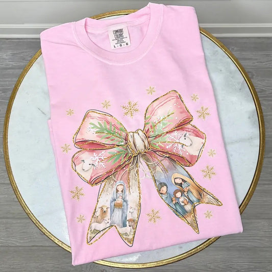 Holy Night Bow Comfort Colors T-Shirt 'NLB'
