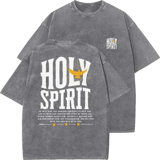Holy Spirit Unisex Washed T-Shirt, Christian t shirts, Vintage 90s Graphic Tee, Gift Top Womenswear Cotton Mineral Color