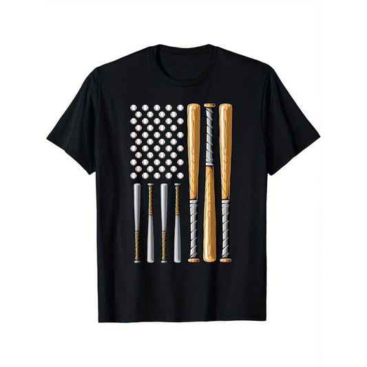Home Run Glory Baseball American Flag Sports Funny Sayings Boy's T-shirt, Youth Tees Street Style Versatile Short Sleeve Crew Neck Top made in usa