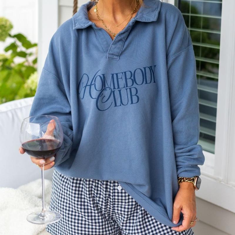 'Homebody Club' Polo Pullover
