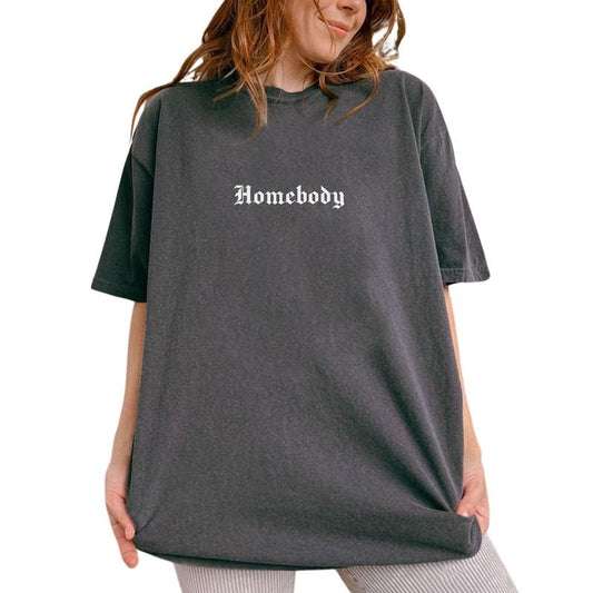 Homebody Vintage Shirt, Homebody Club Tee, Introvert Person Unisex Graphic Printed Tee, Work From Home Vintage Style Unhinged Shirt, Stay At Home Unisex Comfy Fabric Oversized Graphic Tee, Women's Tops, Womenswear, Cotton Fabric Tee