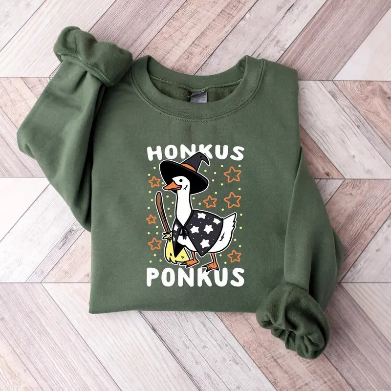 Honkus Ponkus Halloween Sweatshirt Witch Boo Ghost Sweatshirt, Retro Halloween Shirt, Spooky Season Shirt, Fall Halloween Gift Shirt, Spooky Vibes Sweatshirt