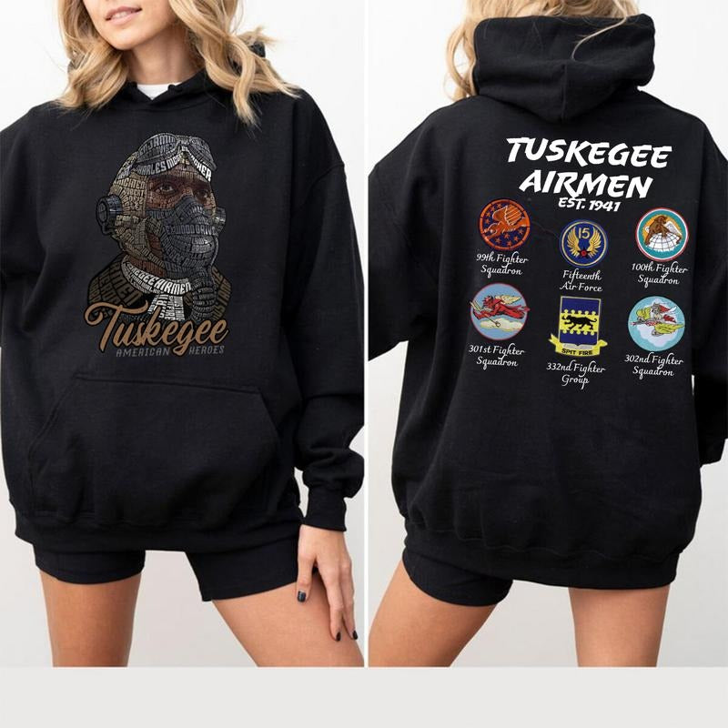 Tuskegee American Heroes Tuskegee Airmen T-shirt/Sweatshirt/Hoodie - 100% Cotton Classic Fit Available in Multiple Colors, Machine Washable