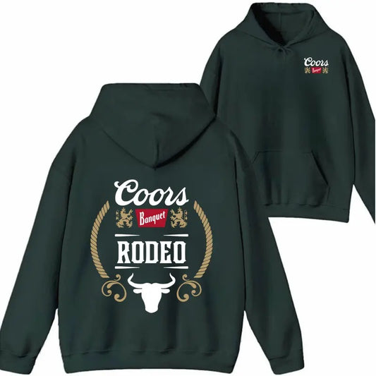 Coors Banquet Rodeo Shirt/Sweatshirt/Hoodie- Classic Bull Skull and Rope Design, Celebrating the Spirit of the Rodeo, Ideal for Western and Country Fans, Suitable for Men and Women Menswear Sweaters