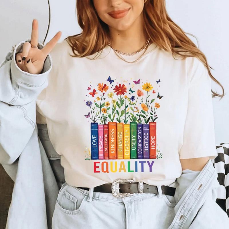 Equality Books And Flowers Shirt, Equality Right Shirt/ Sweatshirt/ Hoodie, Book Flower Tee, Equality Peace Love Kindness Shirt, Women Right, Feminist Tee