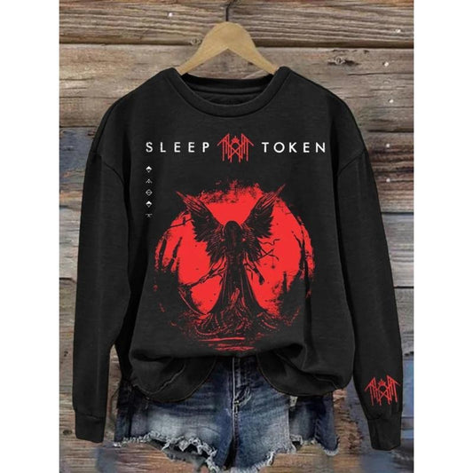 Sleep Token - Reaper Angel Red Retro - Take Me Back To Eden Print Casual Print Vintage Sweatshirt/Hoodie, Gift For Fan Sleeves With Designs