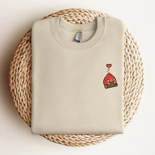 Calcifer Embroidered Tshirt/Sweatshirt/Hoodie, Howl's Moving Castle Shirt, Studio Ghiblie Shirt, Anime Gift EB11