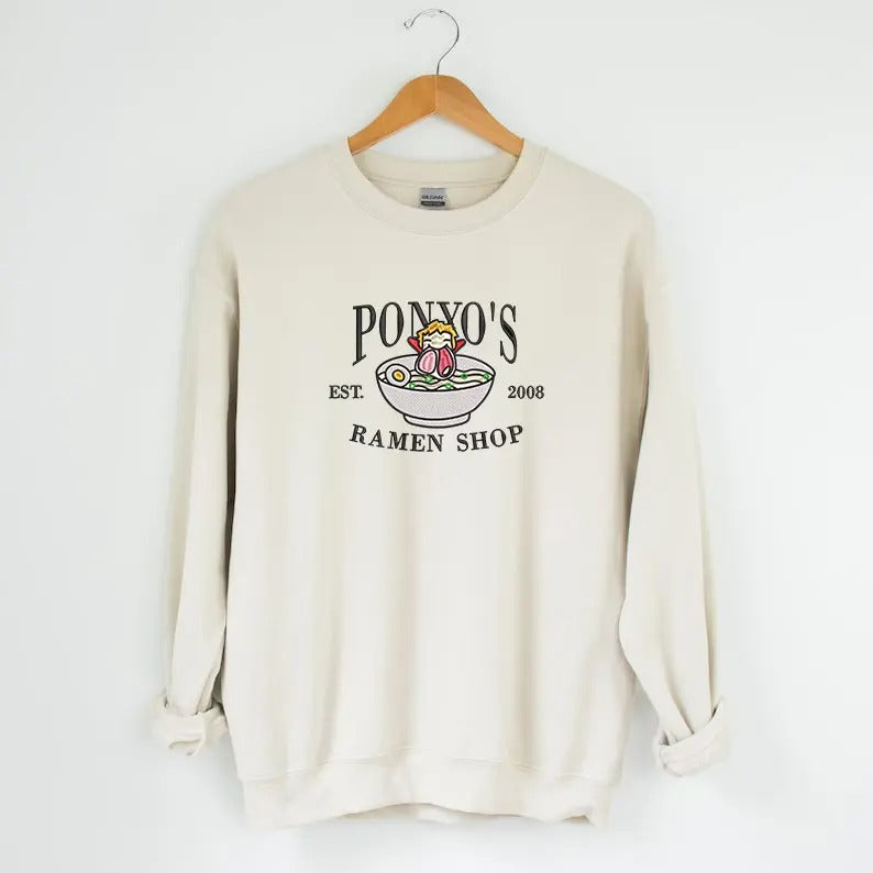 Ponyo Embroidered Tshirt/Sweatshirt/Hoodie, Miyazaki Hayao Shirt, Studio Ghibli Shirt, Anime Gift