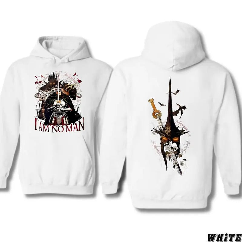 Lord Of The Rings I Am No Man T-shirt/ Hoodie, Vintage Unisex Tee Shirt Man Women, 100% Cotton Sleeve, Pullover Womenswear Clothing