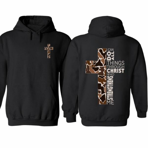 Christian Hoodie Camo Cross Design with Philippi Tshirt/ Hoodie, Vintage Unisex Tee Shirt Man Women, 100% Cotton Sleeve, Pullover graphic hoodie