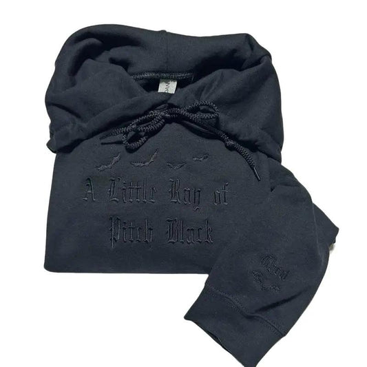 Hoodies & Sweatshirts Tops Womenswear - A Little Ray of Pitch Black Design on Black Hoodie