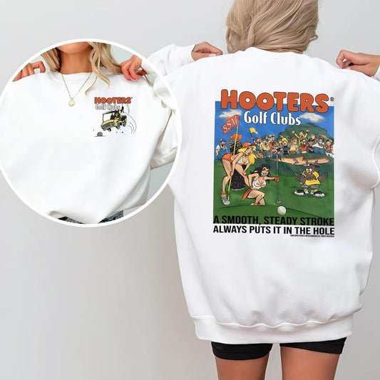 Hooters Golf Club 2-Sided Sweatshirt, Retro Graphic Pullover for Men and Women, Golf Humor Streetwear, Casual Unisex Top