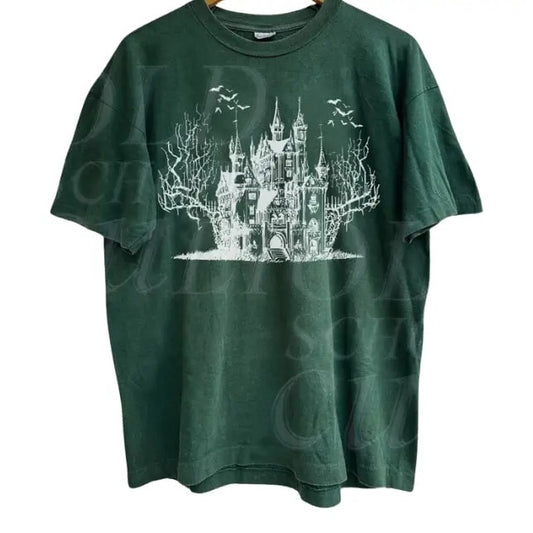 Horror House Dark Art Vintage 90s Tshirt, Retro Spooky Halloween Shirt, Y2k Gothic Bat Tee, Grunge Skull Gifts, Bats Washed Relaxed Shirt Streetwear