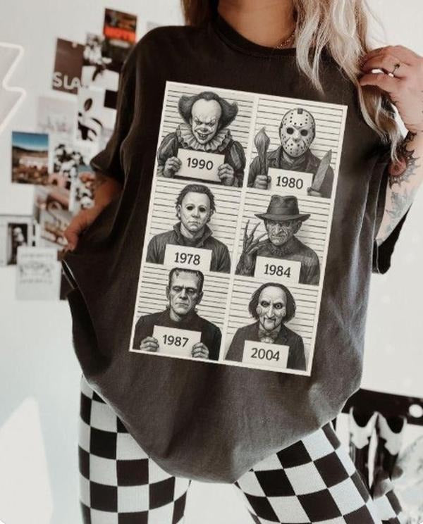 Horror Movie Characters Mugshots tshirt, Spooky tshirt, Scary Halloween tshirt, Retro Halloween tshirt, Scary Movie tshirt, Horror