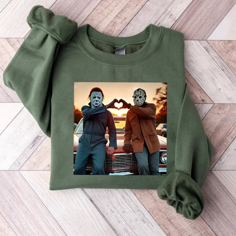 Horror Movies Characters T-Shirt Sweatshirt Hoodie, Halloween Gifts, Horror Lover Gift, Scary Movie Shirt, Funny Halloween Tee Shirt, Just Waiting for Halloween