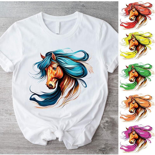 Horse Head Shirt, Colorful Horse Hair T-Shirt, Horse Lover Tee, Farm Animal Shirt, Colorful Horse Tee, Gift Shirt For Horse.