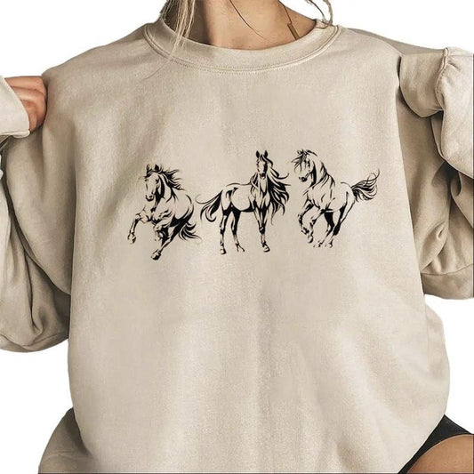 Horse Lover Sweatshirt, Gift Animal Lover T-shirt Country Girl Hoodie Unisex Farm Girl Cotton Womenswear