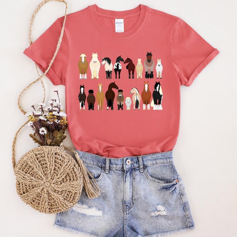 Horse Lovers Super Soft Tees, Farm Animal Shirts, Illustration, Breeds