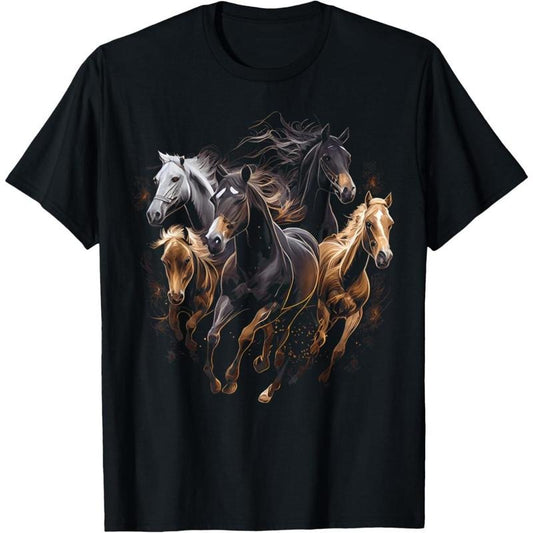 Horses Collage Horse Lover Graphic for Men Women Boys Girls T-Shirt made in usa