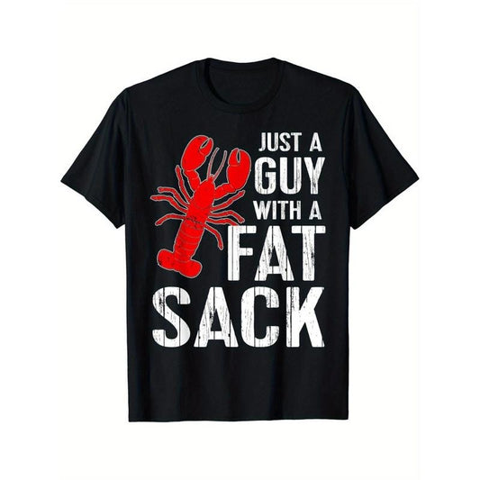 Hot Crayfish Print, Men's round Neck Short Sleeve Summer Cotton T-shirt, Casual and Comfortable Daily Wear made in usa