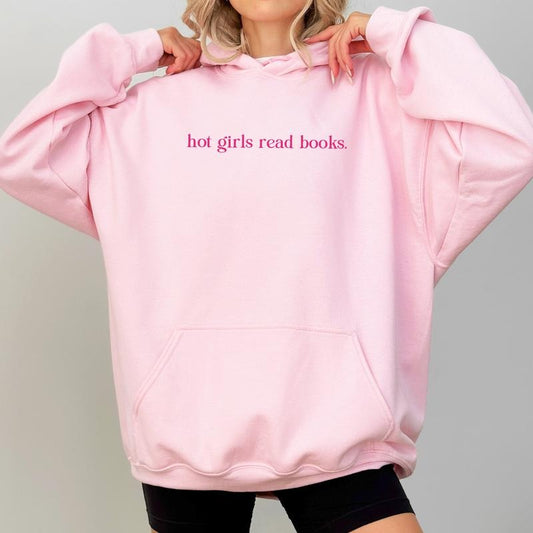 Hot Girls Read Books Hoodie, Bookish Pullovers, Bookworm Hoodies for Women, Reading Tops for Girls, Book Lover Gift Ideas, Long Sleeve Womenswear