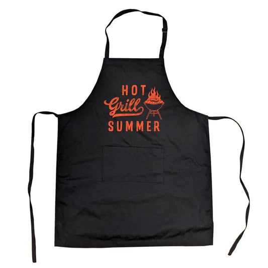 Hot Grill Summer Cookout Apron Funny Sarcastic Grilling Joke Graphic Kitchen Smock Funny Aprons Funny Sarcastic Apron Novelty Cooking Aprons for Men Black