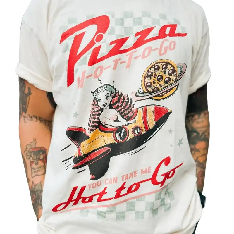 Hot To Go Tee, Theme Park Tshirt, Pizza Planet Inspired Shirt, Chappell T-Shirt Casual Classic