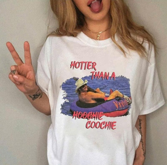 Hotter Than A Hoochie Cooche T-shirt, Women's Summer Vacation Tees 90s, Country Music Trendy Summer Shirt, Gift Music Lover