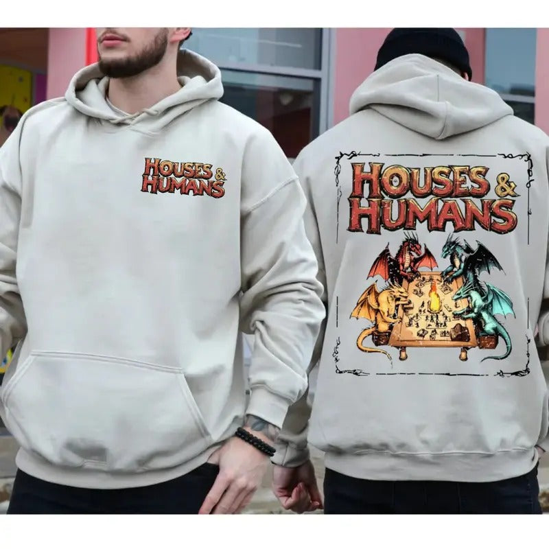 Houses And Humans D&D Two Sides Tshirt Sweatshirt Hoodie, Dungeonns And Dragonns Gift, Warlock Ranger Bard, Unisex Sweater Pullover Tee