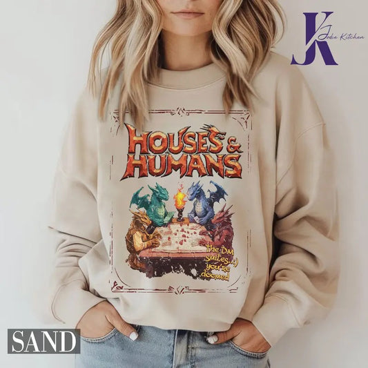 Houses and Humans D&D Shirt, Dungeons and Dragons Gift Tee for Men Women, Vintage Retro 90s Joke D and D T-shirt, Dungeon Master Shirt, Dnd Houses And Humans Parody, Vintage Retro 90s DND Tee Cotton Crewneck