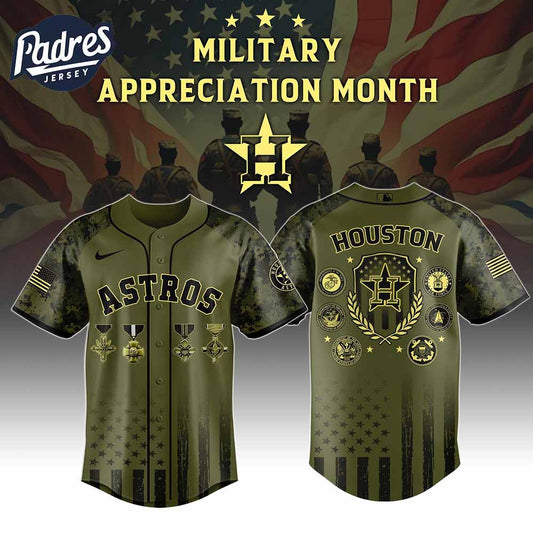 Houston Astros MLB x Military Appreciation Month Baseball Jersey - Padres Jersey Oasis: Elevate Your Baseball Style Game