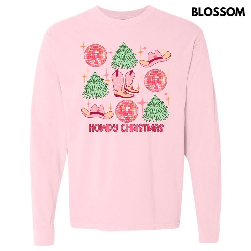 Howdy Christmas Collage Long Sleeve Comfort Colors T-Shirt 'NLB'