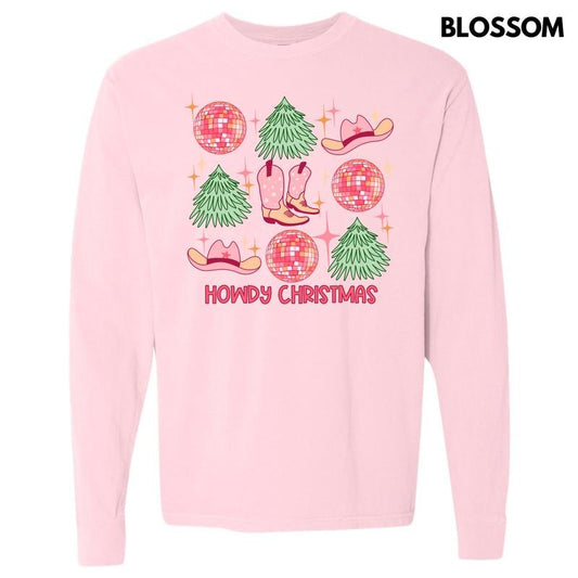 Howdy Christmas Collage Long Sleeve Comfort Colors T-Shirt 'NLB'