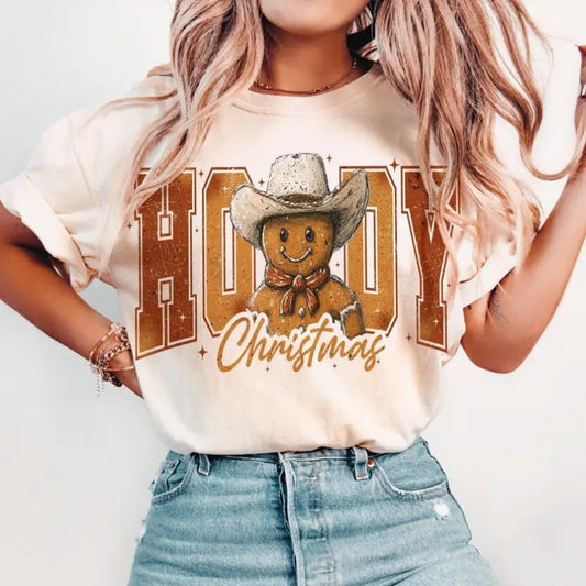 Howdy Chrsitmas Gingerbread man Shirt, Christmas Season Sweatshirt, Christmas western Tee, Christmas Retro , Howdy Shirt