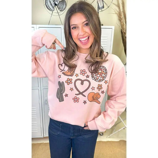 Howdy Heart Cowboy Graphic Sweatshirt