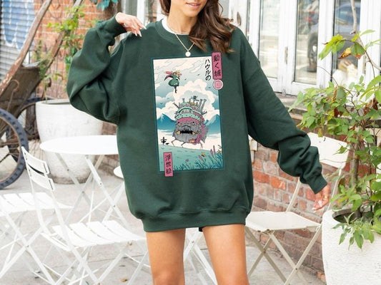 Howls Moving Castle Crewneck Sweatshirt, Ghibli Studio Shirt, Howl and Sophie Shirt, Howls Moving Castle Shirt, Calcifer Ghibli Shirt, Hayao Miyazaki, A heart's A Heavy Burden, Anime Lover Sweater, Trending Ghibli Shirt, Sweatshirt, Hoodie