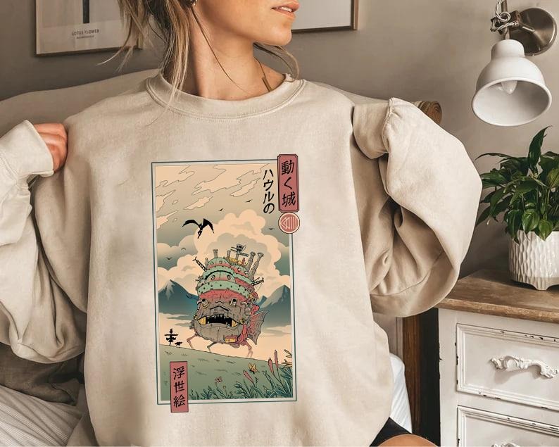 Howls Moving Castle Sweatshirt, Studio Ghibli, Anime Hoodie, Anime Sweatshirt, Anime Howls Moving Castle Shirt, Gift For Otaku Shirt, Anime Trending Shirt