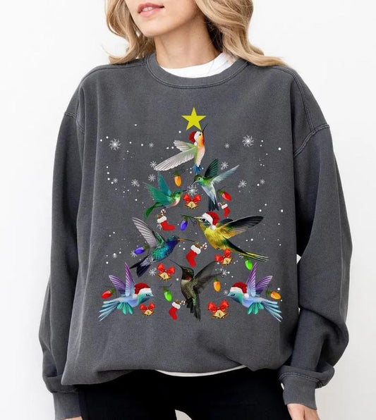 Hummingbird Christmas Sweatshirt, Cute Hummingbird Christmas Shirt, Christmas Hummingbird Shirt, Bird Lovers Gifts, Hummingbird Shirt