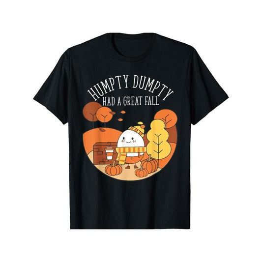 Humpty Dumpty Had A Great Fall T-Shirt, Black Knitted, Versatile, Comfortable, Versatile, Soft and Breathable, Short-sleeved Top Made in USA