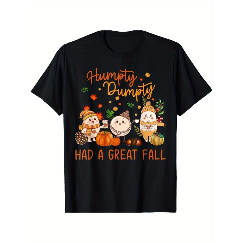 Humpty Dumpty Thanksgiving Tee, Soft & Breathable Cotton Blend, Comfort Fit Short-Sleeve Shirt Made in USA