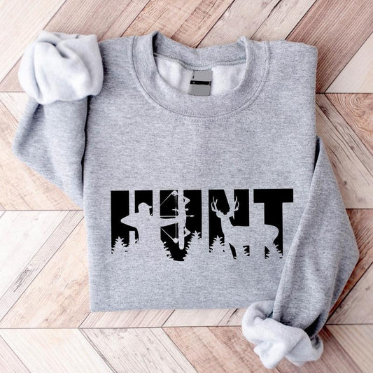 Hunt Sweatshirt, Deer Hunting Hoodie, Hunting Season Sweater, Unisex Hunting Lover Gift Sweater, Matching Camping Trip Long Sleeve, Adventure Lover Hoodie.