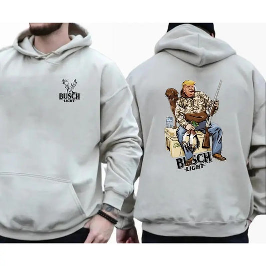 Hunter Trump With Busch Light 2-Side T-shirt Sweatshirt Hoodie, Trump 2024 Tee, Beer Lover Tee, Casual Menswear, Cotton Short Sleeve Shirt
