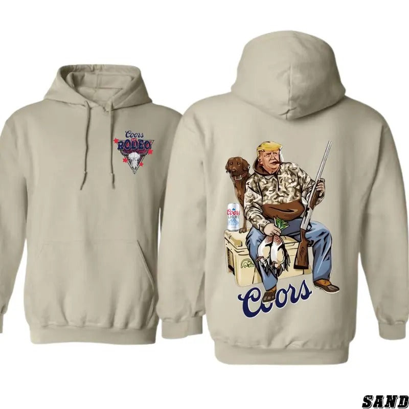 Hunter Trump With Coors Light Beer 2 Siders Hoodie, Trump and Your Hunt Dog, Hunting Season, Casual, Classic Fashion Cotton Underwear Shirt Womenswear And Menswear