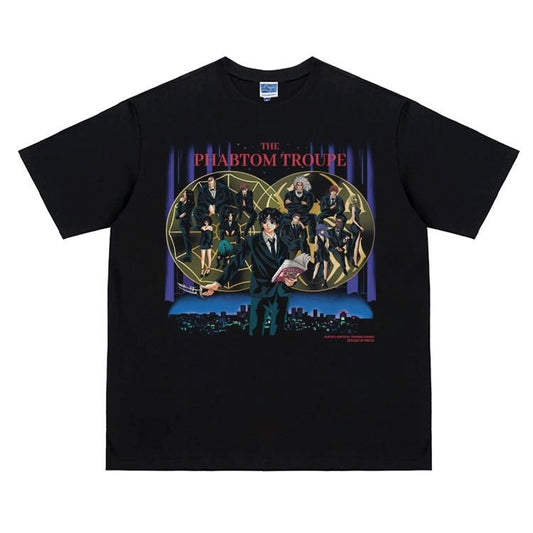 Hunter x Hunter "Phantom Troupe" Vintage Oversized Tee Anime T-shirt 100% Cotton Original Design Men's Top for Fans DTG Printing Menswear Tshirt Streetwear Tropical Shortsleeve Crewneck