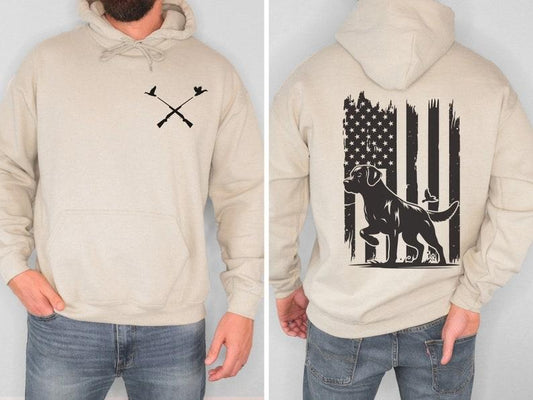Hunting And Fishing Life Hoodie with American Flag Design For Men - Gift For Hunter, Fathers Day - Classic Cotton Blend Designer Clothes