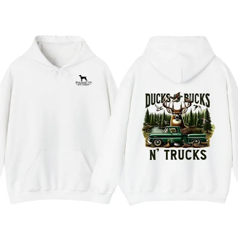 Hunting Lover's T-Shirt, Ducks, Bucks N Trucks Shirt, Wildlife Adventure Hoodie, Rustic Hunting Tee, Wildlife Lover Tee, Gift for Hunters