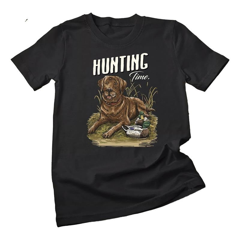 Hunting Time Dog and Mallard Duck T-shirt Retro 90s Unisex Hello Hunting Season, Hoodie, Nature Animal Lover Duck Dog Deer Turkey Hunting Cotton Menswear Day